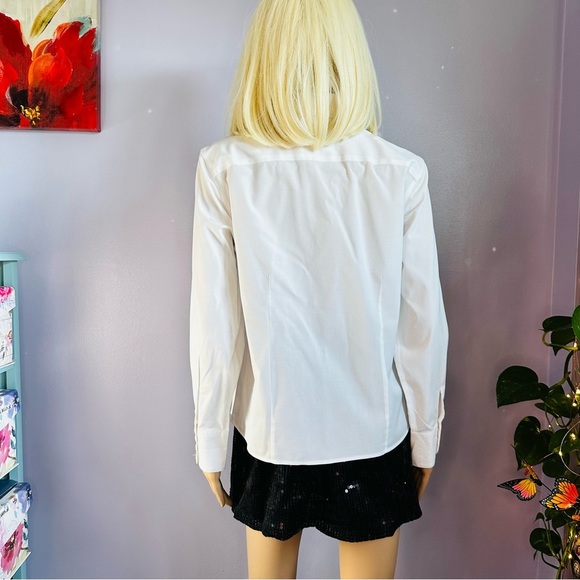 Talbots tapered fit wrinkle resistant stretch white top - Picture 4 of 15